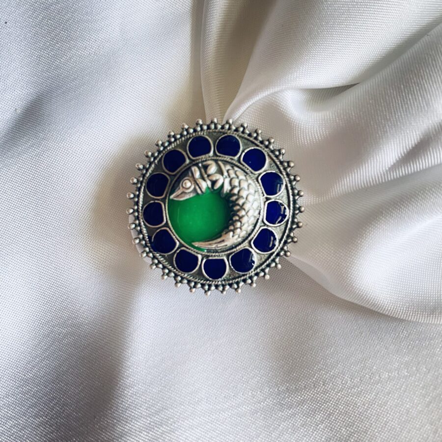 Blue & Green Meena Ring Blue & Green Meena Ring