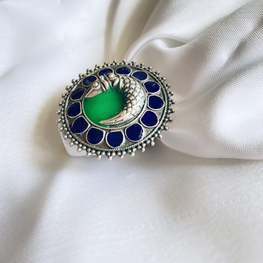Blue & Green Meena Ring Blue & Green Meena Ring