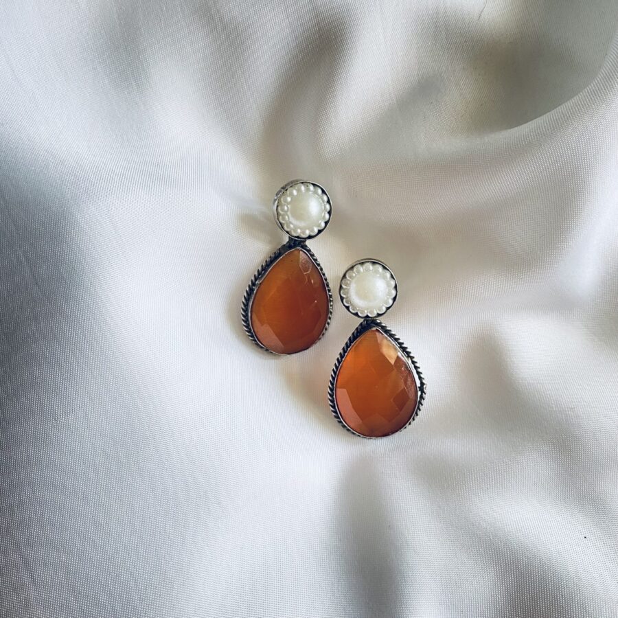 Big Drop Earrings with Flower Textured Pearl Big Drop Earrings with Flower Textured Pearl