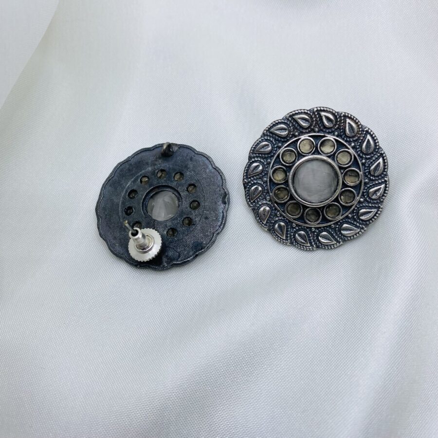 Flower Studs In White Stone