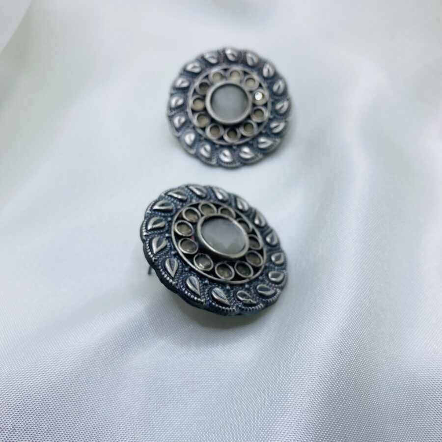 Flower Studs In White Stone