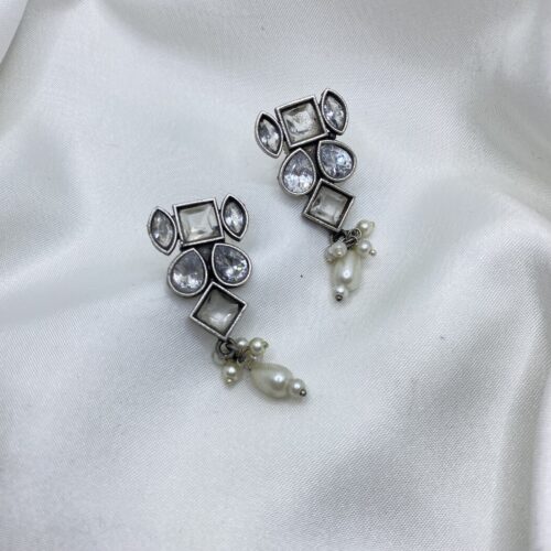 6 Stones With Pearl Drop Earrings