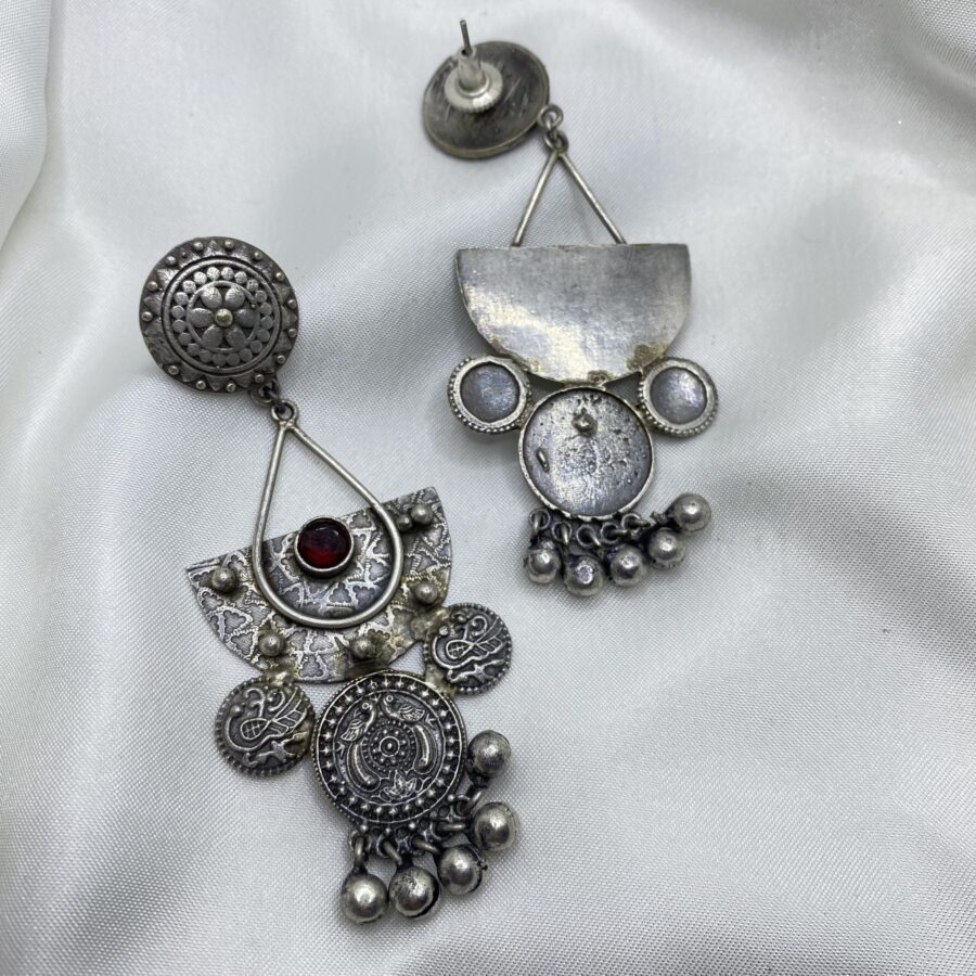 Maroon Stone Statement Earrings