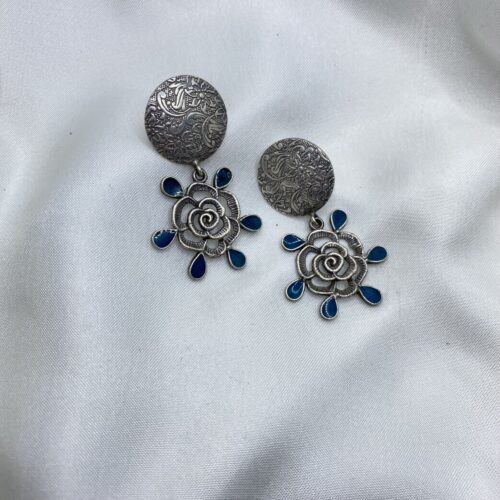 Blue Rose Drop Earrings