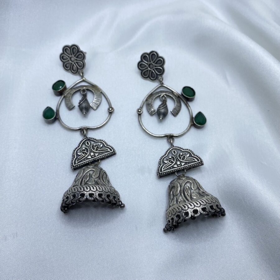 Half Bell Flower Top Statement Earrings
