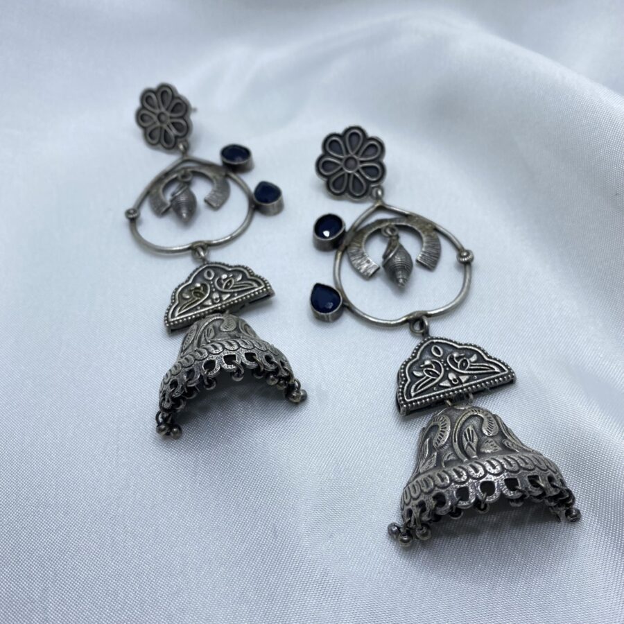 Half Bell Flower Top Statement Earrings