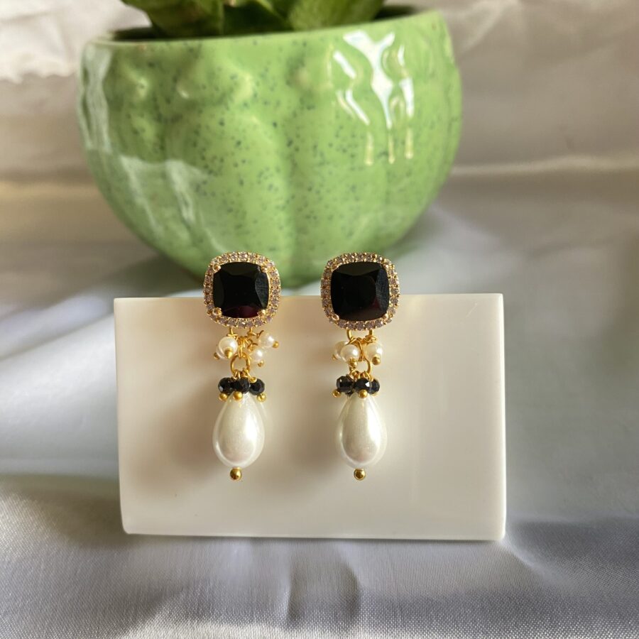 Gold Plated Earrings With Pearl Drop