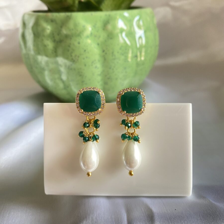Gold Plated Earrings With Pearl Drop