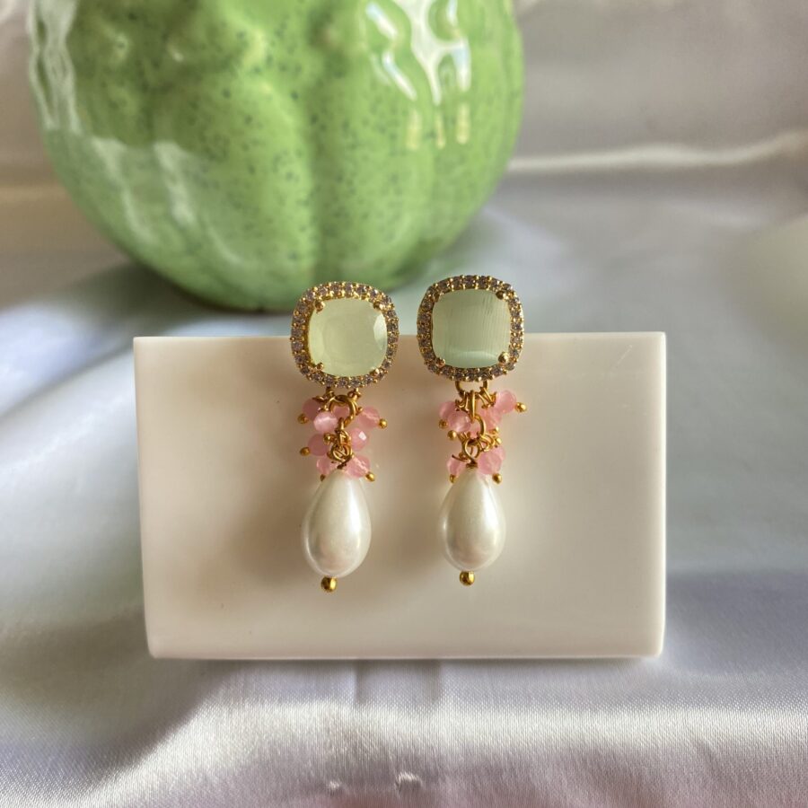 Gold Plated Earrings With Pearl Drop