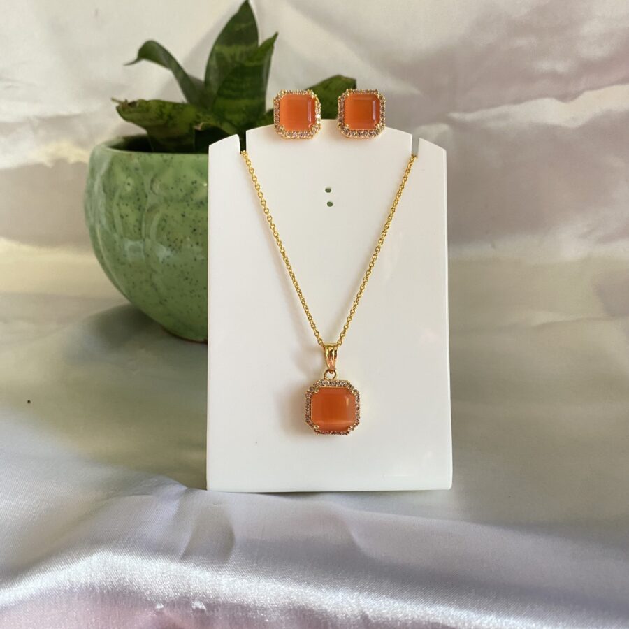 Gold Plated Pendent Set With Earrings