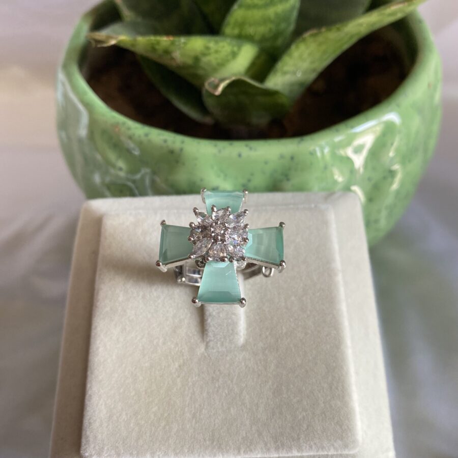 Silver Plated 4 Stone Ring