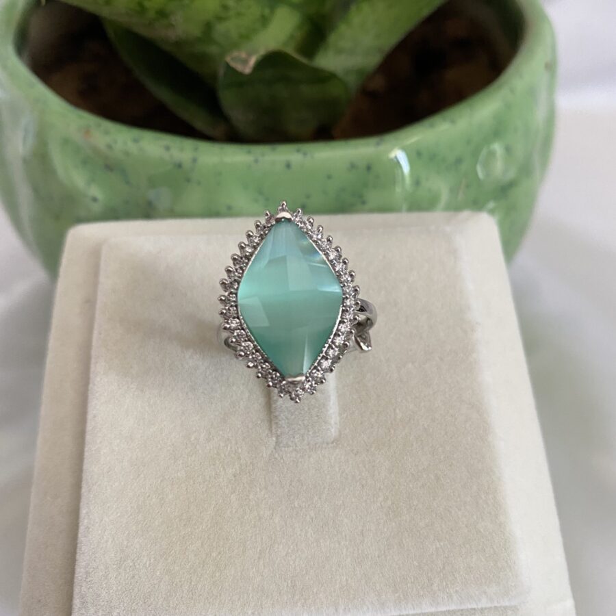 Diamond Shape Stone Ring With AD