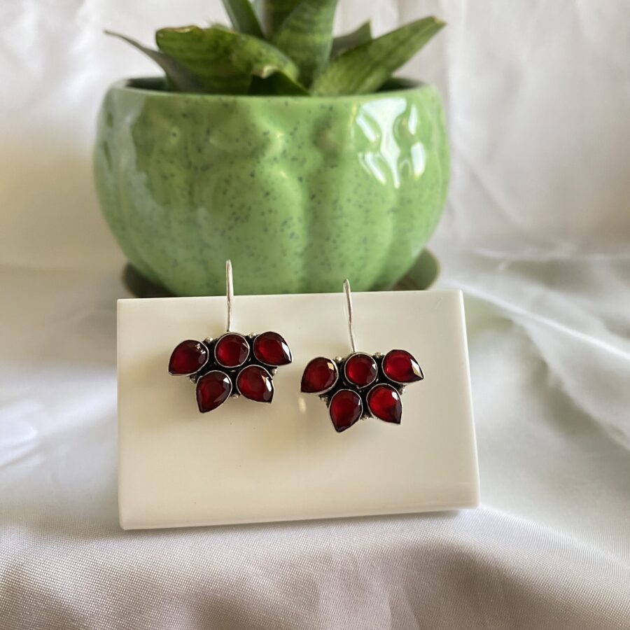 Silver Oxidised Dangle Drop Earrings