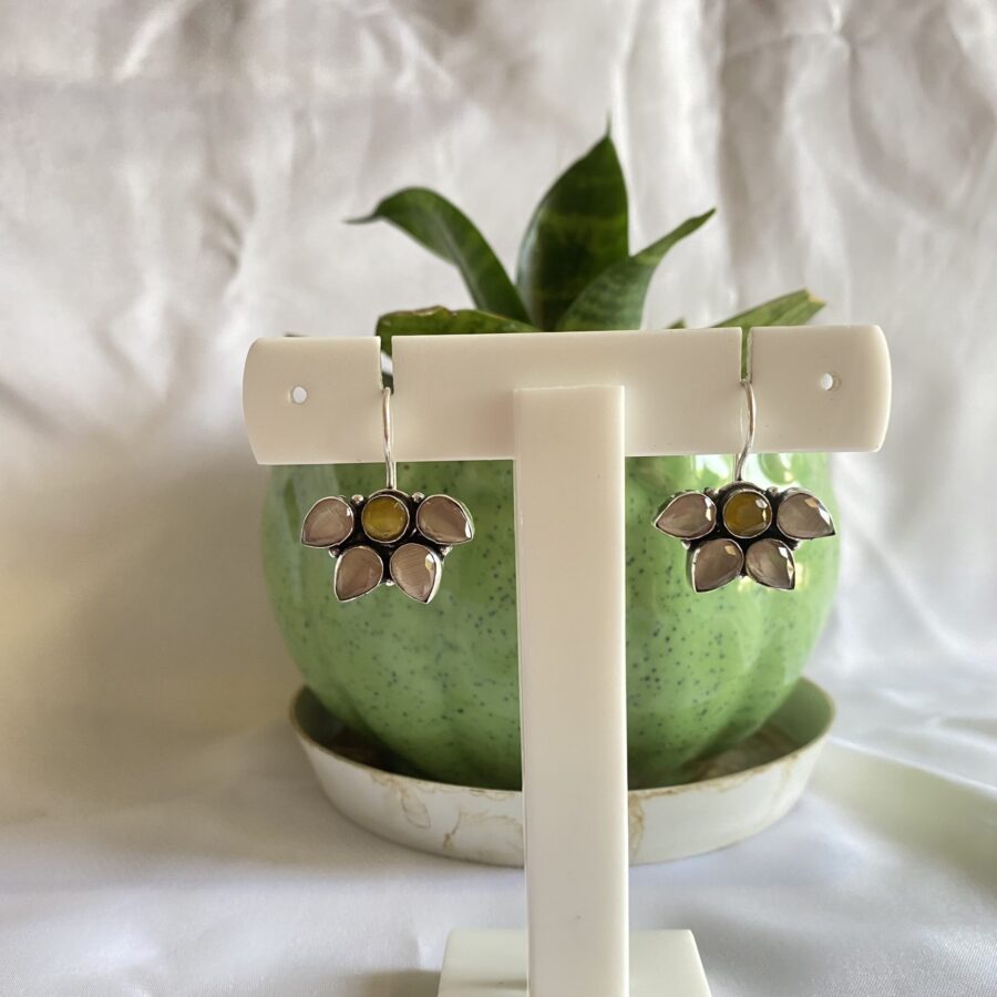 Silver Oxidised Dangle Drop Earrings