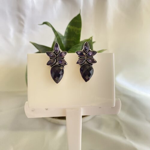 Purple Stone Drop Earrings