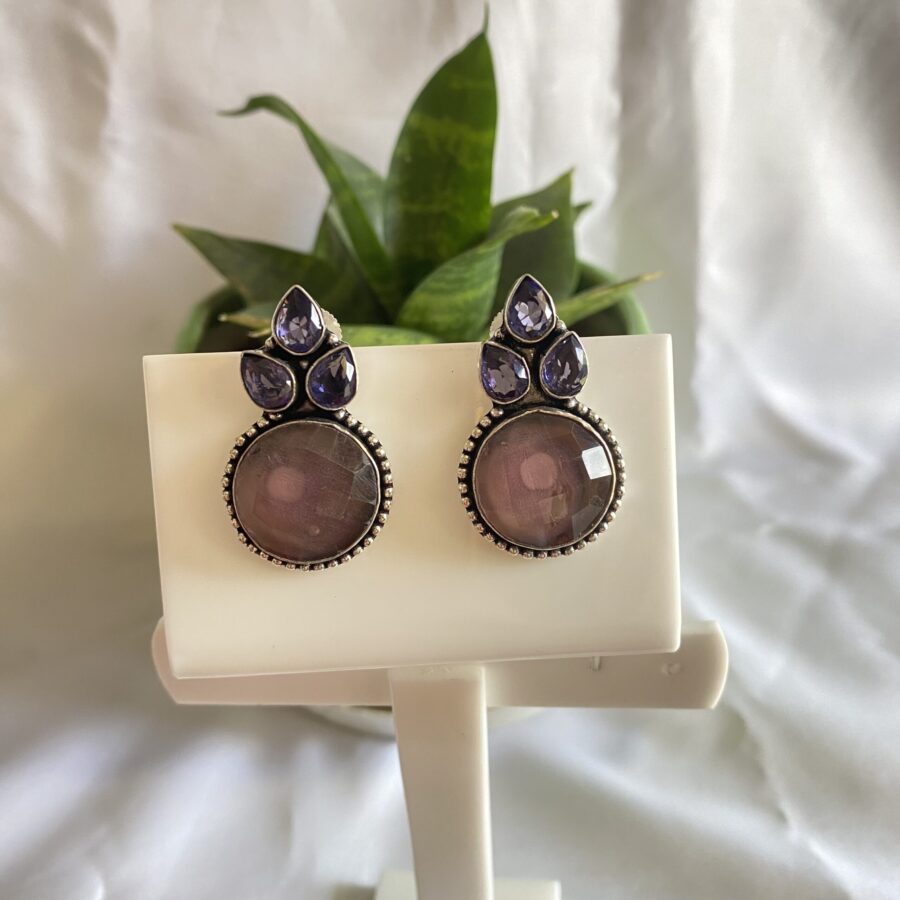 Triple Leaf Round Drop Earrings