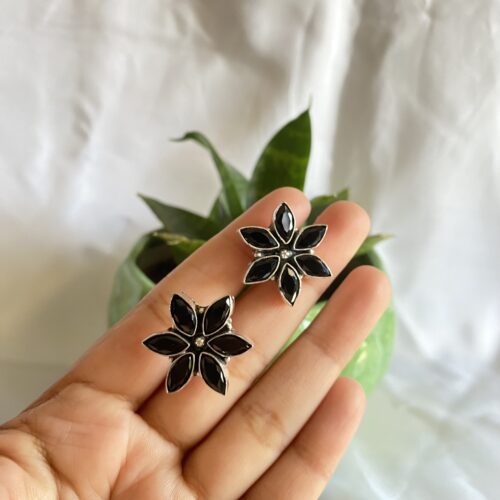 Six Stone Flower Shape Earrings