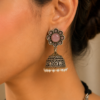 Dual Tone Oxidised Hasli Necklace Set with Elephant Jhumkas