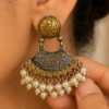 Dual Tone Floral Hasli Necklace Set with Jharokha Earrings