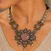 Dual Tone Oxidised Hasli Necklace Set with Elephant Jhumkas